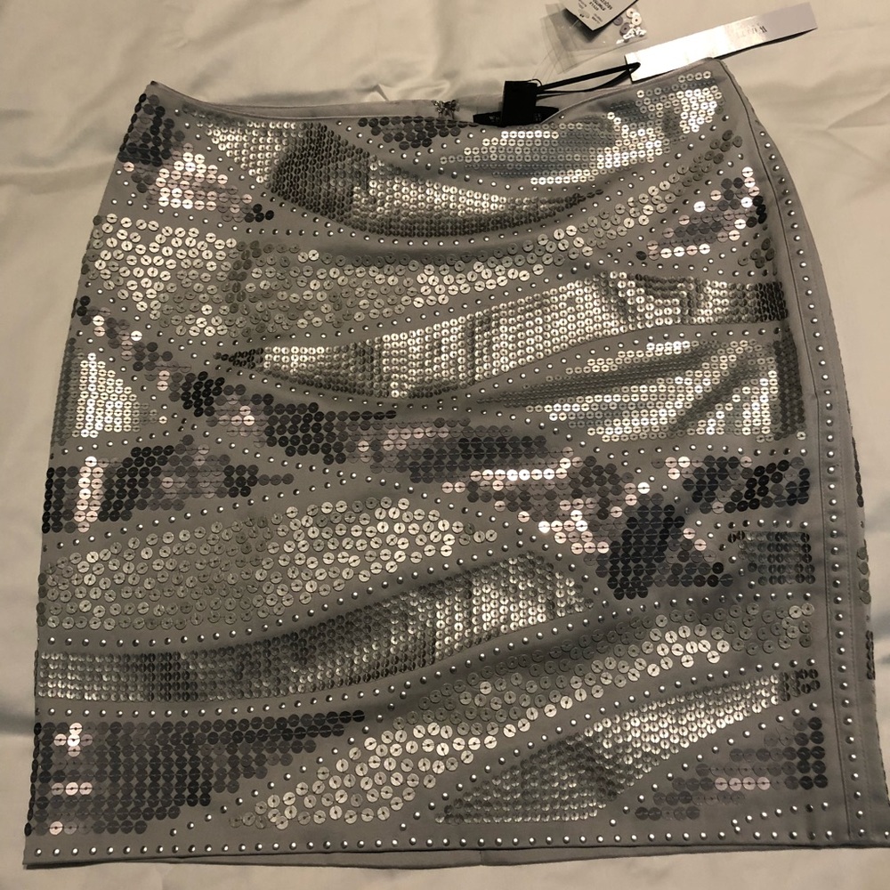 WHBM grey/silver pencil skirt w/sequins